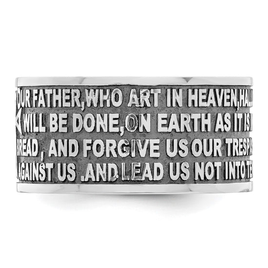 AMEN Sterling Silver Rhodium-plated Size 13 Lord's Prayer Ring