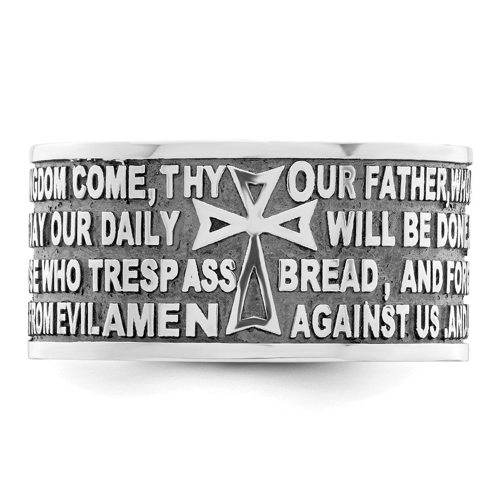 AMEN Sterling Silver Rhodium-plated Size 13 Lord's Prayer Ring