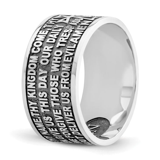 AMEN Sterling Silver Rhodium-plated Size 13 Lord's Prayer Ring