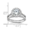Sterling Silver RH-plated CZ Halo Engagement Ring and Eternity Band Set