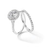 Sterling Silver RH-plated CZ Halo Engagement Ring and Eternity Band Set