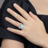Sterling Silver Rhodium-plated Oxidized with Rectangular Larimar Ring