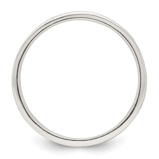 Sterling Silver Polished Oxidized Patterned Men's Band Ring