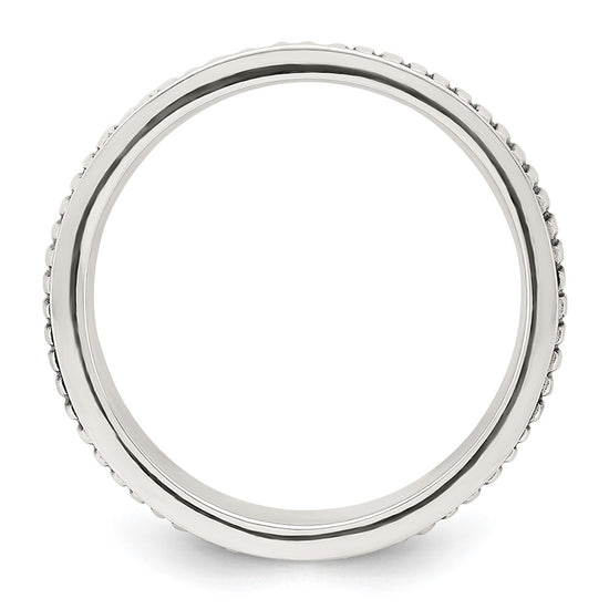 Sterling Silver Polished Oxidized Patterned Men's Ring