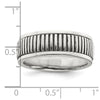 Sterling Silver Polished Oxidized Patterned Men's Ring
