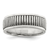 Sterling Silver Polished Oxidized Patterned Men's Ring
