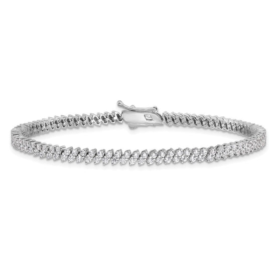 Sterling Shimmer Sterling Silver Rhodium-plated CZ 174 Stone 7 inch Bracelet