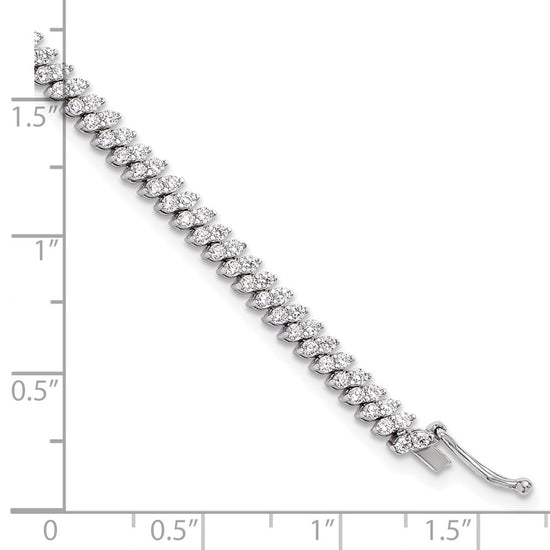Sterling Shimmer Sterling Silver Rhodium-plated CZ 174 Stone 7 inch Bracelet
