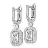 Sterling Shimmer Sterling Silver Rhodium-plated CZ 64 Stone Hinged Post Dangle Hoop Earrings