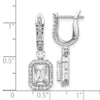 Sterling Shimmer Sterling Silver Rhodium-plated CZ 64 Stone Hinged Post Dangle Hoop Earrings