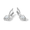 Sterling Shimmer Sterling Silver Rhodium-plated CZ 64 Stone Hinged Post Dangle Hoop Earrings