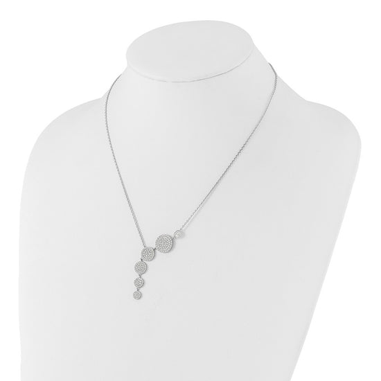 Sterling Shimmer Sterling Silver Rhodium-plated CZ 178 Stone 16 inch with 2 inch extender Circle Drop Necklace