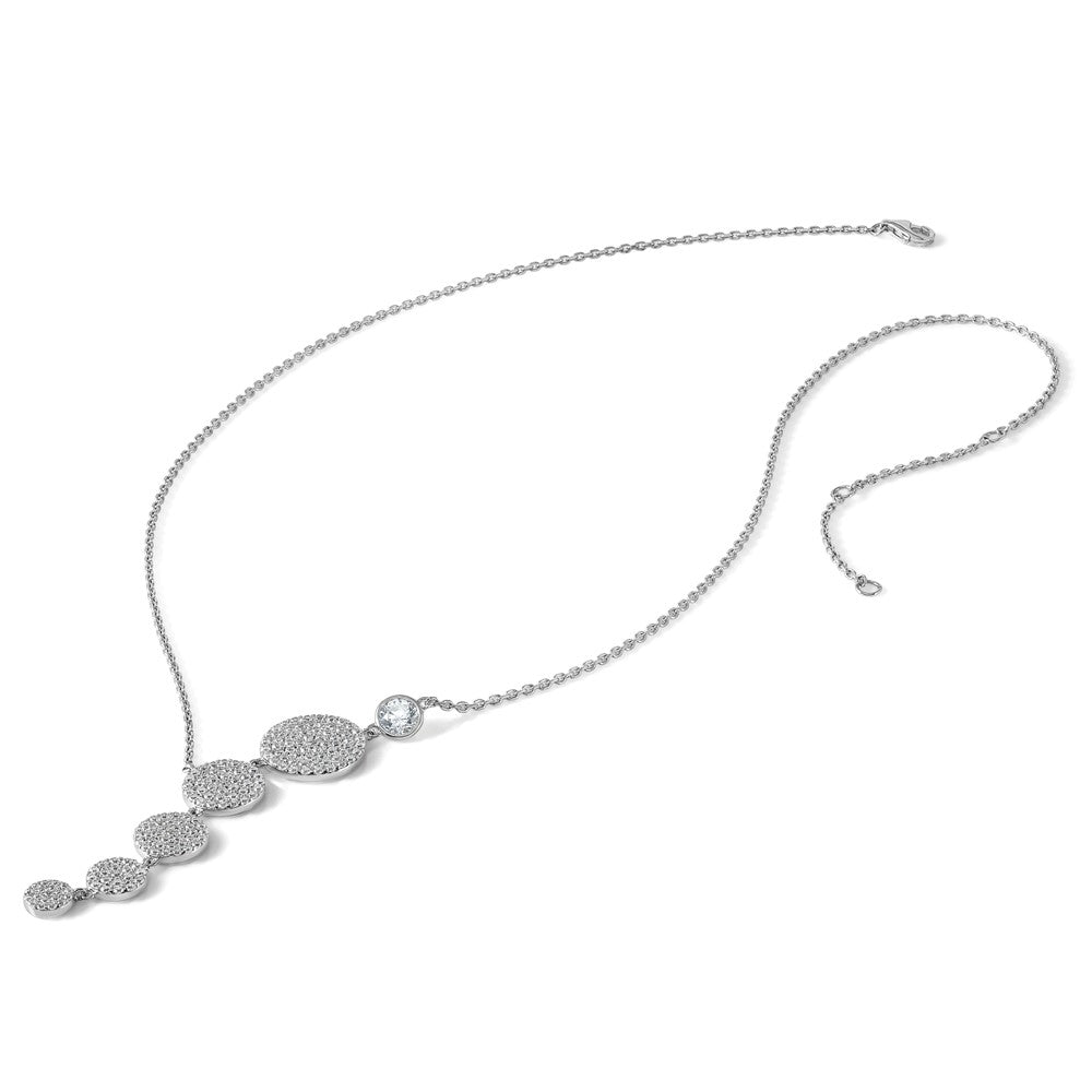 Sterling Shimmer Sterling Silver Rhodium-plated CZ 178 Stone 16 inch with 2 inch extender Circle Drop Necklace