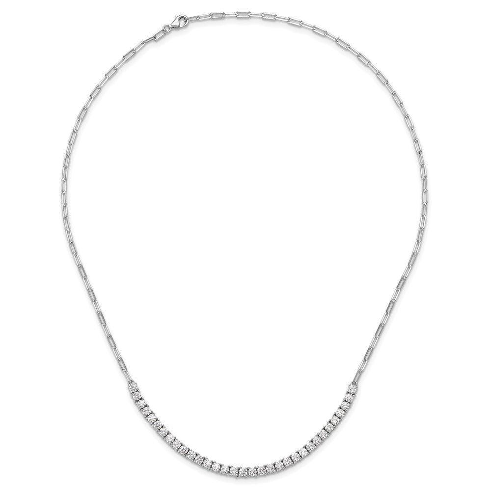 Sterling Shimmer Sterling Silver Rhodium-plated CZ 33 Stone 16 inch with 2 inch extender Paperclip Link Necklace