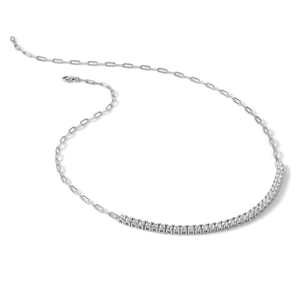 Sterling Shimmer Sterling Silver Rhodium-plated CZ 33 Stone 16 inch with 2 inch extender Paperclip Link Necklace