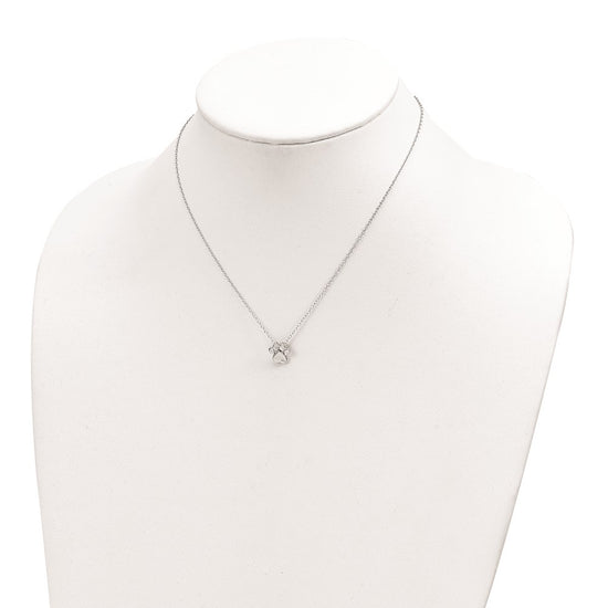 Sterling Silver RH-plated Paw Print w/2 in ext. Post Earring Necklace Set