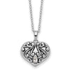 Sentimental Expressions Sterling Silver Rhodium-plated Antiqued CZ Heart Remembrance Ash Holder 18 Inch Necklace