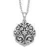 Sentimental Expressions Sterling Silver Rhodium-plated Antiqued Circle Remembrance Ash Holder 18 Inch Necklace