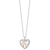 Sentimental Expressions Sterling Silver Rhodium Rose and Gold-plated CZ The Bond of Love Heart 18 inch Necklace with Poem Card