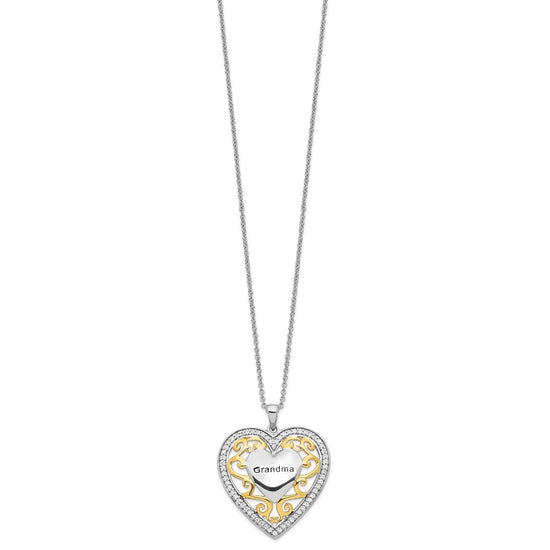 Sentimental Expressions Sterling Silver Gold-plated Grandma 18in Heart Necklace