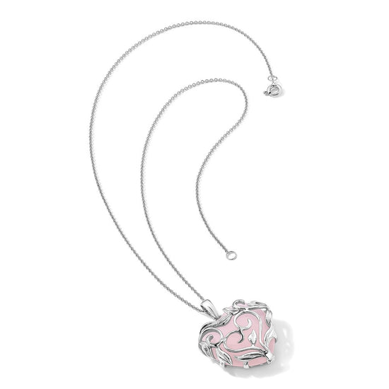 Sentimental Expressions Sterling Silver Rhodium-plated Rose Quartz Generous Heart 18 inch Necklace with Poem Card