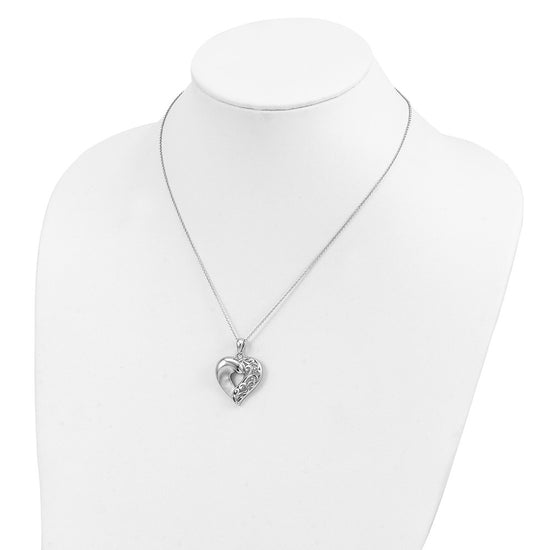 Sentimental Expressions Sterling Silver Rhodium-plated Close To My Heart 18in Necklace