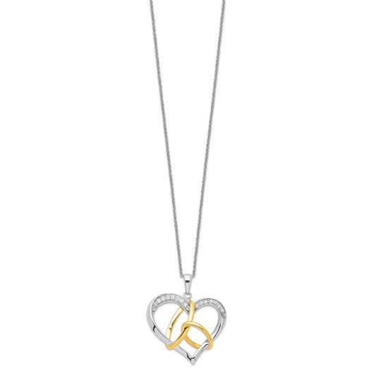 Sentimental Expressions Sterling Silver Gold-plated CZ To Have And To Hold 18in Necklace