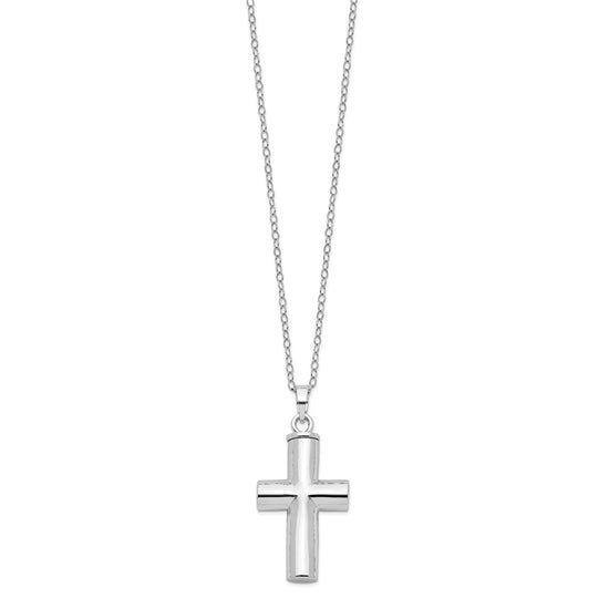 Sentimental Expressions Sterling Silver  Rhodium-plated Antiqued Cross Ash Holder 18 Inch Necklace