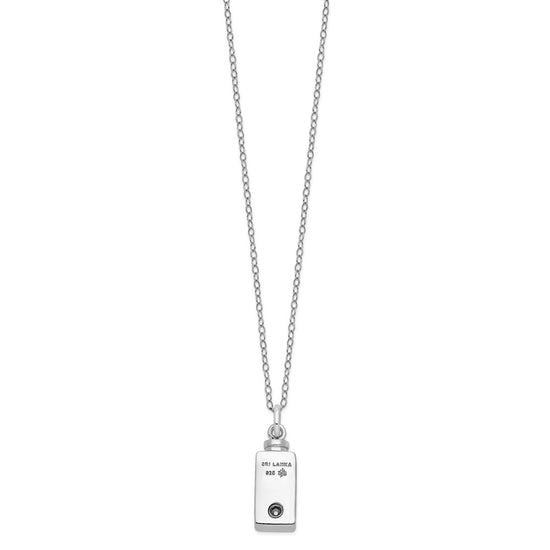 Sentimental Expressions Sterling Silver Rhodium-plated Antiqued Rectangle Box Cross Ash Holder 18 Inch Necklace