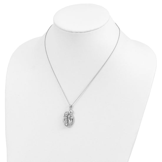 Sentimental Expressions Sterling Silver Rhodium-plated CZ Family of 5 Gathering 18in. Necklace