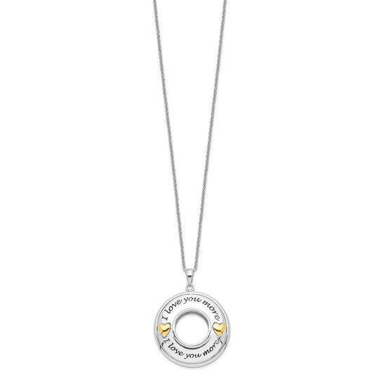 Sentimental Expressions Sterling Silver Gold-plated Antiqued CZ I Love You More 18in. Necklace