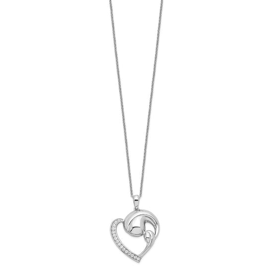 Sentimental Expressions Sterling Silver Rhodium-plated CZ Motherhood 18in. Necklace