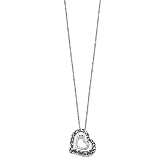 Sentimental Expressions Sterling Silver Rhodium-plated CZ Antiqued Mother Of the Bride 18in. Necklace