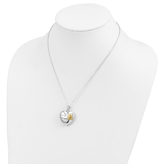 Sentimental Expressions Sterling Silver Rhodium-plated Antiqued Gold-tone Accent Until We Meet Again Heart Ash Holder 18 Inch Necklace