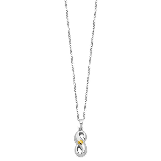 Sentimental Expressions Sterling Silver Rhodium-plated Gold-tone Heart Accent Infinite Love Ash Holder 18 Inch Necklace