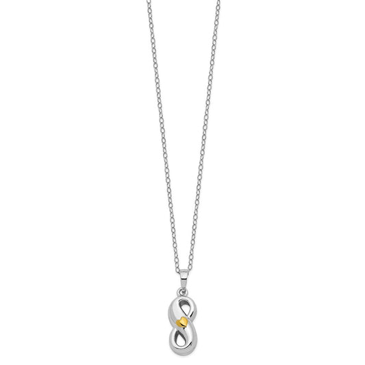 Sentimental Expressions Sterling Silver Rhodium-plated Gold-tone Heart Accent Infinite Love Ash Holder 18 Inch Necklace