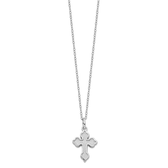 Sentimental Expressions Sterling Silver Rhodium-plated Matted Cross Ash Holder 18 Inch Necklace
