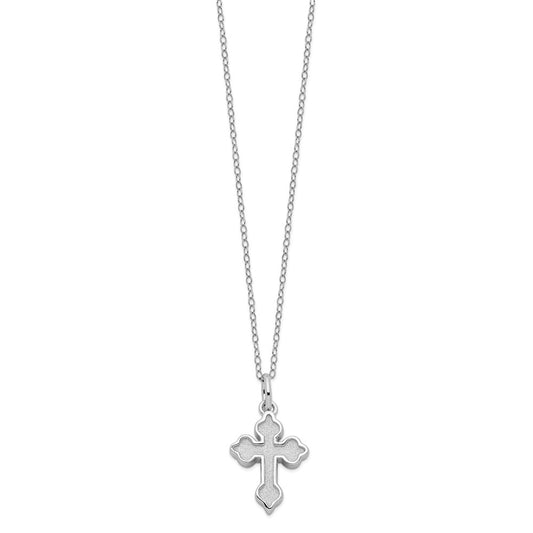 Sentimental Expressions Sterling Silver Rhodium-plated Matted Cross Ash Holder 18 Inch Necklace