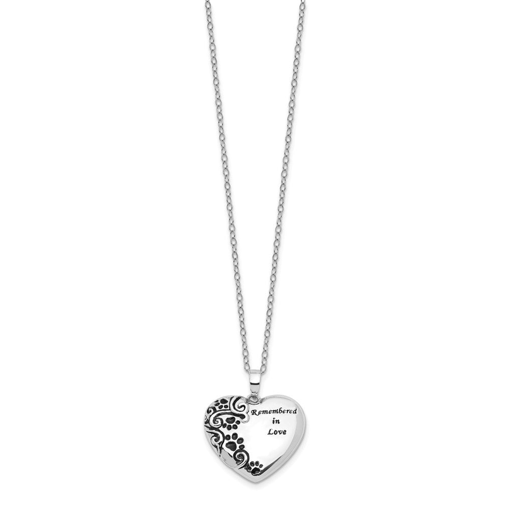 Sentimental Expressions Sterling Silver Rhodium-plated Antiqued Pet Ash Holder 18 Inch Necklace
