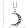 Sentimental Expressions Sterling Silver Rhodium-plated Antiqued Quarter Moon Ash Holder 18 Inch Necklace