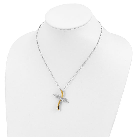 Sentimental Expressions Sterling Silver Gold-tone Faith In Flight 22in Necklace