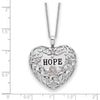 Sentimental Expressions Sterling Silver Rhodium-plated Pink CZ Breast Cancer Heart 18in Necklace