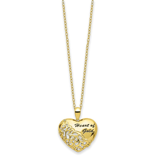 Sentimental Expressions Sterling Silver Gold-tone CZ Heart of Gold 18in Necklace