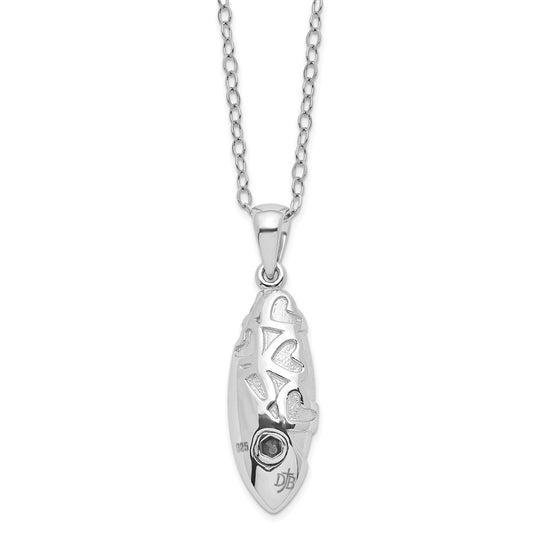 Sentimental Expressions Sterling Silver Rhodium-plated Scrolled Hearts Ash Holder 18 Inch Necklace