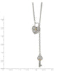 Shey Couture Sterling Silver Rhodium-plated with 14K Accent 18 Inch Diamond Heart Lock and Key Necklace