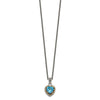 Shey Couture Sterling Silver with 14K Accent Antiqued Blue Topaz Heart 18 inch Necklace