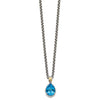 Shey Couture Sterling Silver Rhodium-plated with 14K Accent 18 Inch Antiqued Pear Shaped Blue Topaz Necklace