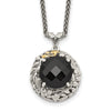 Shey Couture Sterling Silver with 14K Accent 18 Inch Antiqued Checkerboard-cut Black Onyx Necklace
