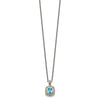 Shey Couture Sterling Silver with 14K Accent 18 Inch Antiqued Cushion Bezel Light Swiss Blue Topaz Necklace