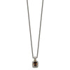 Shey Couture Sterling Silver with 14K Accent 18 Inch Antiqued Cushion Checkerboard Smoky Quartz Necklace